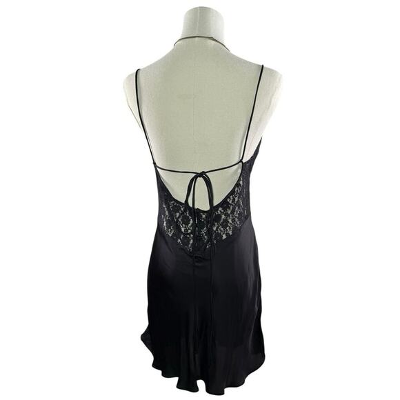 Free People Lace Satin Chemise Slip Dress | Black | Dainty Feminine Romantic | S - Picture 2 of 11